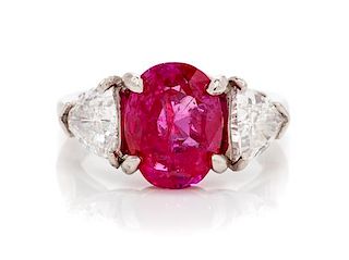 A Platinum, Ruby and Diamond Ring, 4.80 dwts.