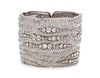 * An 18 Karat White Gold and Diamond Cuff Bracelet, Etho Maria, 58.40 dwts.