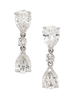 A Pair of White Gold and Diamond Earrings, 1.75 dwts.
