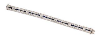 An Art Deco Platinum, Diamond and Sapphire Bracelet, 24.60 dwts.