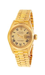 An 18 Karat Yellow Gold Ref. 6917 'Oyster Perpetual Datejust' Wristwatch, Rolex, Circa 1979, 42.80 dwts.