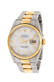 A Stainless Steel and 18 Karat Yellow Gold Ref. 16233 'Oyster Perpetual Datejust' Wristwatch, Rolex,