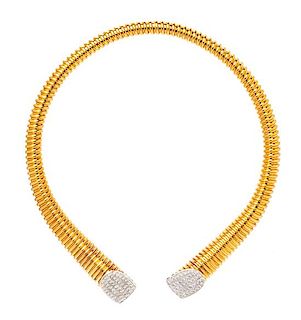 An 18 Karat Bicolor Gold and Diamond Tubogas Collar Necklace, Micheletto, 58.40 dwts.