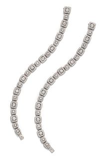 * A Pair of White Gold and Diamond Convertible Bracelets, 28.70 dwts.
