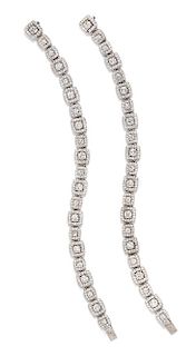 * A Pair of White Gold and Diamond Convertible Bracelets, 27.90 dwts.
