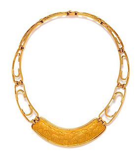 * An 18 Karat Yellow Gold Elephant Motif Collar Necklace, Carrera y Carrera, 63.50 dwts.