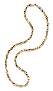 * A 14 Karat Bicolor Gold and Diamond Link Necklace, 59.15 dwts.