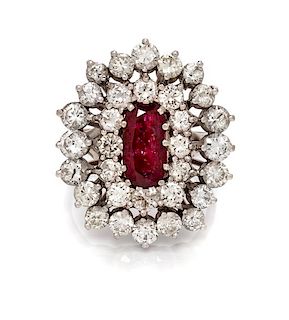 * A Platinum, Ruby and Diamond Ring, 9.85 dwts.