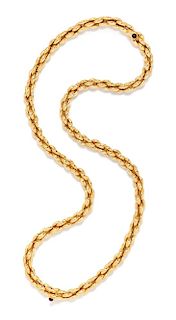 * An 18 Karat Yellow Gold and Garnet Convertible Longchain Necklace, Neiman Marcus, 128.70 dwts.
