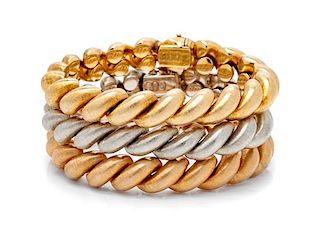 * A Collection of 18 Karat Gold Bracelets, Carlo Weingrill, 80.70 dwts.