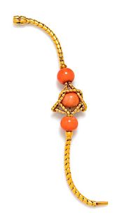 A Victorian Yellow Gold and Coral Bracelet, 17.70 dwts.