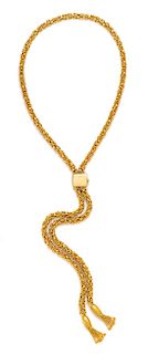 An 18 Karat Yellow Gold Lariat Necklace, 74.20 dwts.