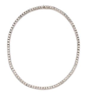 A Platinum and Diamond Riviere Necklace, Micheletto, 34.00 dwts.