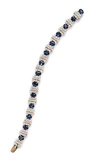 A Platinum, Sapphire and Diamond Bracelet, Portuguese, 25.20 dwts.