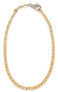 An 18 Karat Yellow Gold and Diamond Riviere Necklace, 33.15 dwts.
