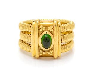 An 18 Karat Yellow Gold and Green Tourmaline Ring, SeidenGang, 10.05 dwts.