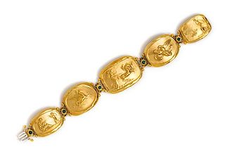 An 18 Karat Yellow Gold and Emerald 'Athena' Bracelet, SeidenGang, 28.40 dwts.
