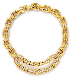 An 18 Karat Bicolor Gold and Diamond Necklace, Montreaux, 114.90 dwts.