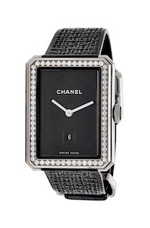 A Stainless Steel and Diamond 'Boy-Friend' Wristwatch, Chanel,