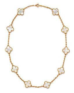 * An 18 Karat Yellow Gold and Mother-of-Pearl 'Alhambra' Necklace, Van Cleef & Arpels, 15.10 dwts.