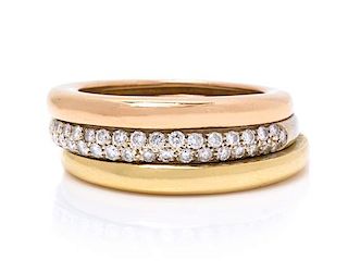 An 18 Karat Tricolor Gold and Diamond Ring, Cartier, 8.50 dwts.