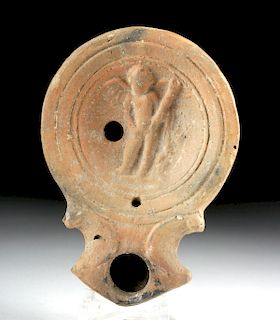 Roman Terracotta Oil Lamp with Cherub