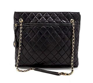 * A Chanel Black Quilted Leather Tote Bag, 13 1/2 x 11 1/2 x 2 inches.