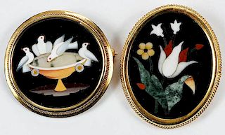 Two Pietra Dura Brooches