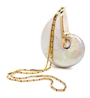 * A Judith Leiber Mother of Pearl Shell Bag, 6 1/2 x 4 1/2 x 3 inches.