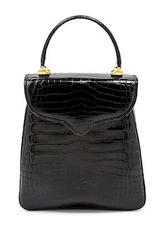 * A Lana Marks Black Alligator Bag, 9 x 8 1/2 x 3 inches.