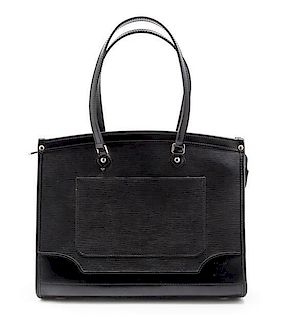 A Louis Vuitton Black Epi Leather Madeleine GM Bag, 13 x 10 x 5 inches.
