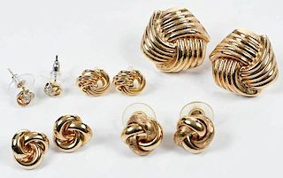 Five Pairs 14kt. Gold Earrings