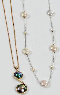 Two Gold & Pearl Necklaces