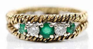 18kt. Gold Diamond & Emerald Ring
