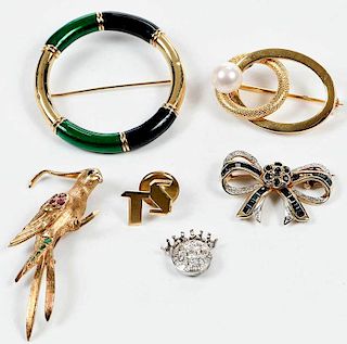 Six Gold & Gemstone Pieces Of Jewelry