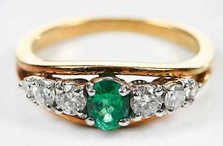 18kt. Gold, Emerald & Diamond Ring