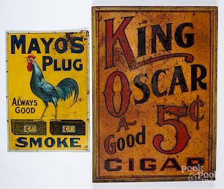 Two tin advertising signs for King Oscar Cigars
