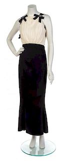A Chanel Black and Ivory Silk Evening Dress,