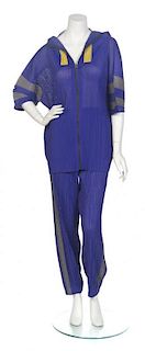 An Issey Miyake Purple Pleated Perforated Pant Ensemble,