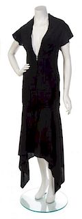 A Yohji Yamamoto Black Wool Runway Dress, Size 2.