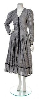 A Betsy Johnson Black And White Gingham Cotton Print Maxi Dress, Size 8-10.