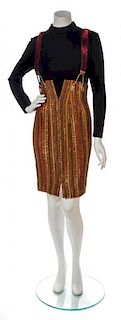 * A Bob Mackie Black and Orange Beaded Knit Dress, Size 8.