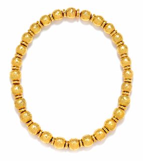 * An 18 Karat Yellow Gold Bead Necklace, David Webb, 113.50 dwts.