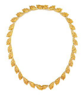 * An 18 Karat Bicolor Gold Leaf Motif Necklace, Gianmaria Buccellati, 19.60 dwts.