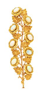An 18 Karat Bicolor Gold and Opal Flower Branch Brooch, Buccellati, 14.00 dwts.