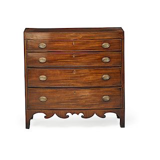 GEORGE III MAHOGANY BOW FRONT CHEST OF DRAWERS