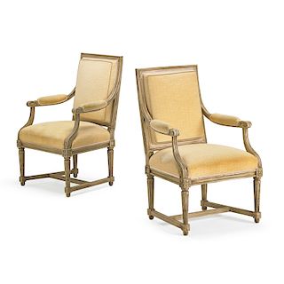 PAIR OF LOUIS XVI STYLE PAINTED ARMCHAIRS