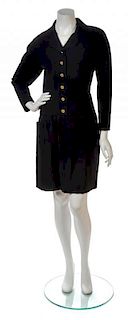 * A Chanel Black Wool Shirt Dress,
