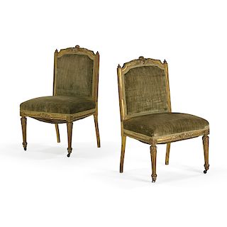 PAIR OF LOUIS XVI STYLE GILTWOOD SIDE CHAIRS