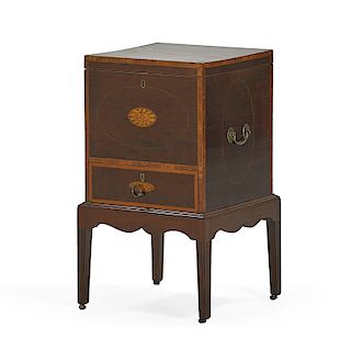 GEORGE III MARQUETRY INLAID CELLARETTE